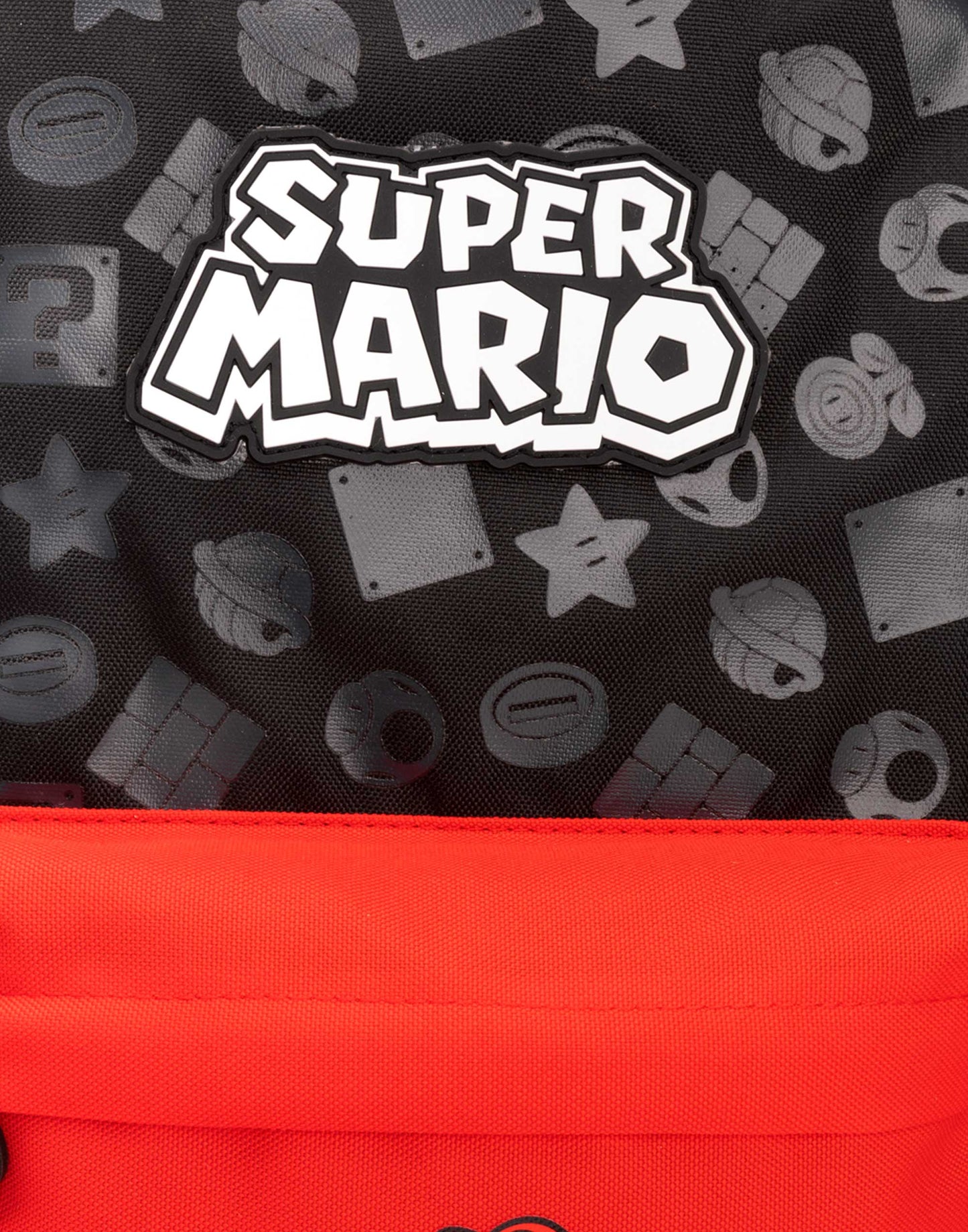 Nintendo Boys Black Logo, Mario Placement Print / Moulded Toad Zipper Backpack (One Size)