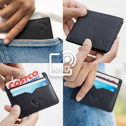 Assots London 'THE PRESTIGE COMBO' Black Genuine Leather Wallet & Cardholder Combo Gift Box