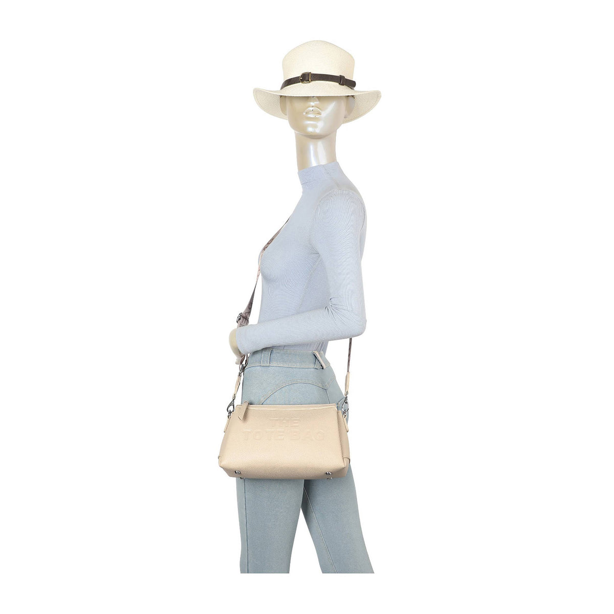 Canvas TOTE Strap Zip Top 3 Compartments Crossbody