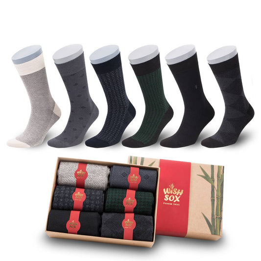 Natural Premium Bamboo Crew Socks Gift Box for Men – 6 Pairs