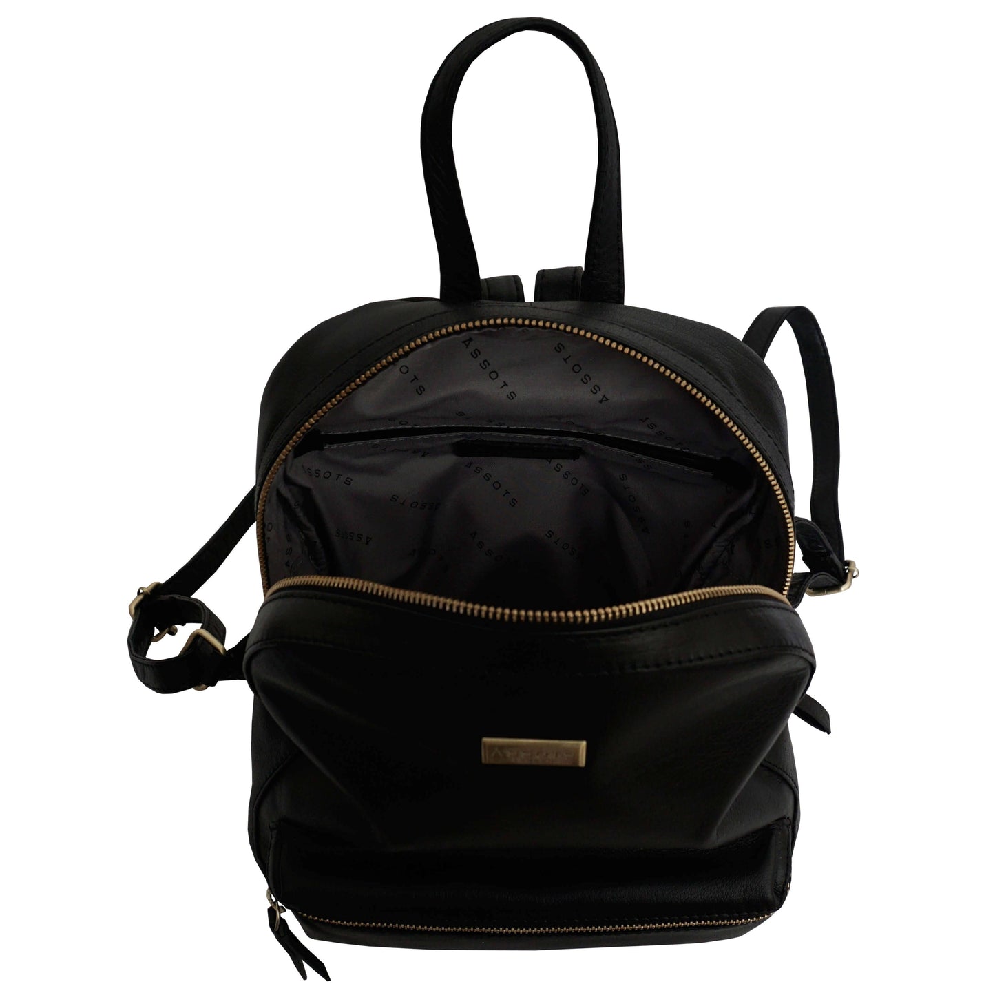 'EDEN' Black Nappa Small Leather Zip Top Backpack