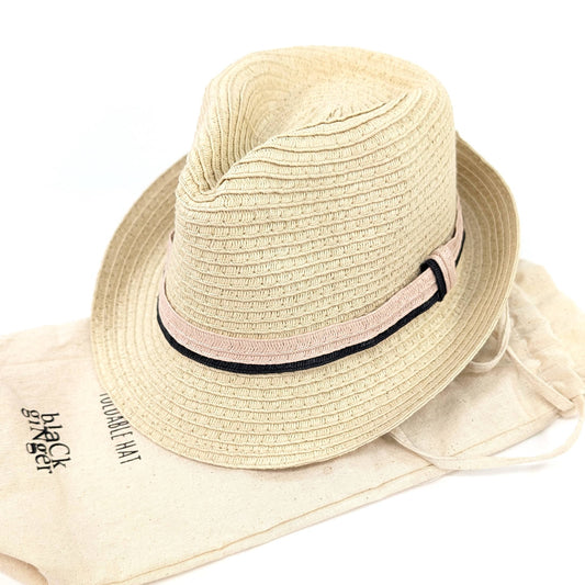 Childrens Foldable Trilby Hat - Pink Band (54cm)