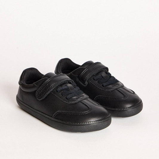 Kai Black Leather Pre-School Barefoot School Shoe