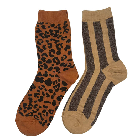 Sand Berlin & Copper Leopard sock box duo with Gold Eye