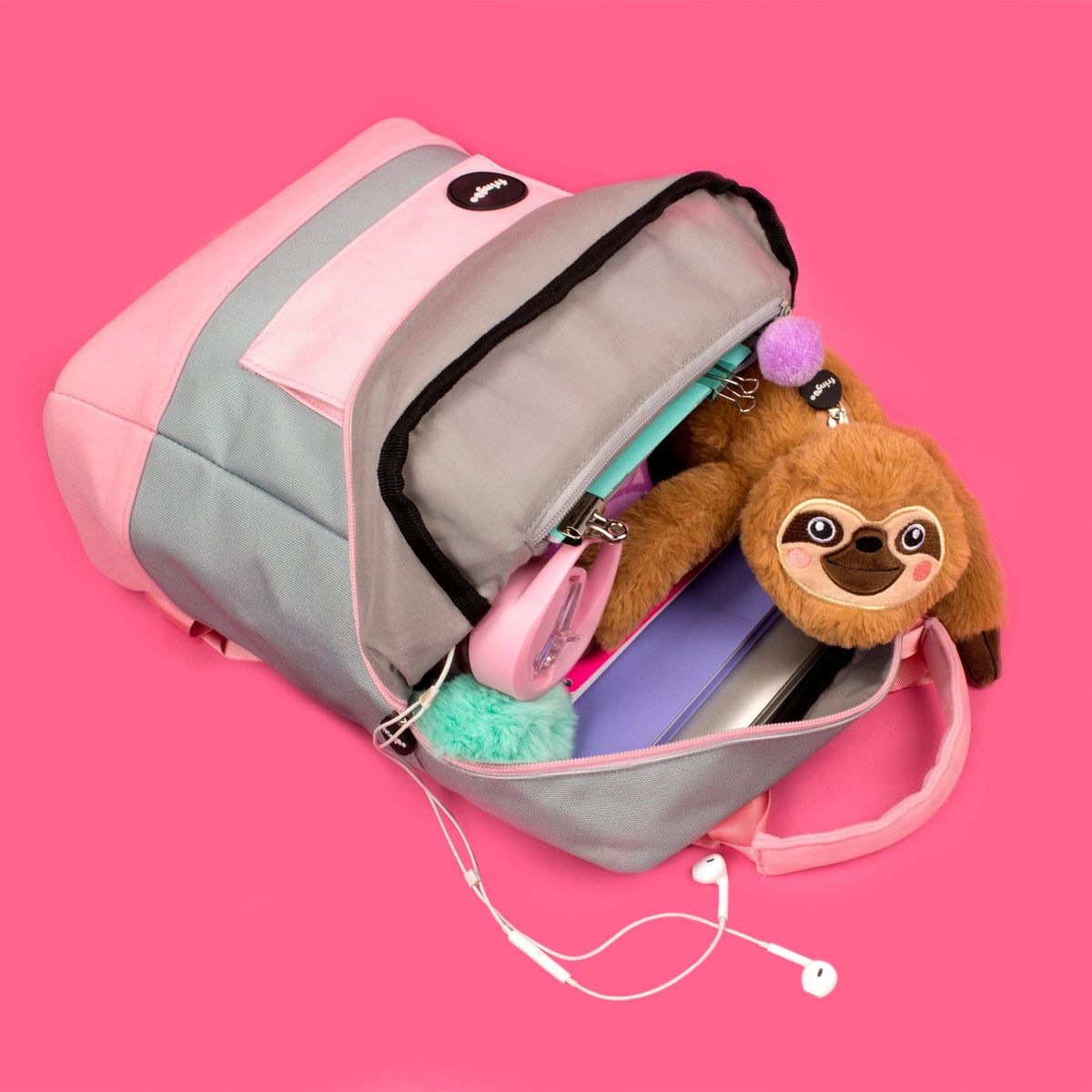 Grey and Pink Teen Backpack