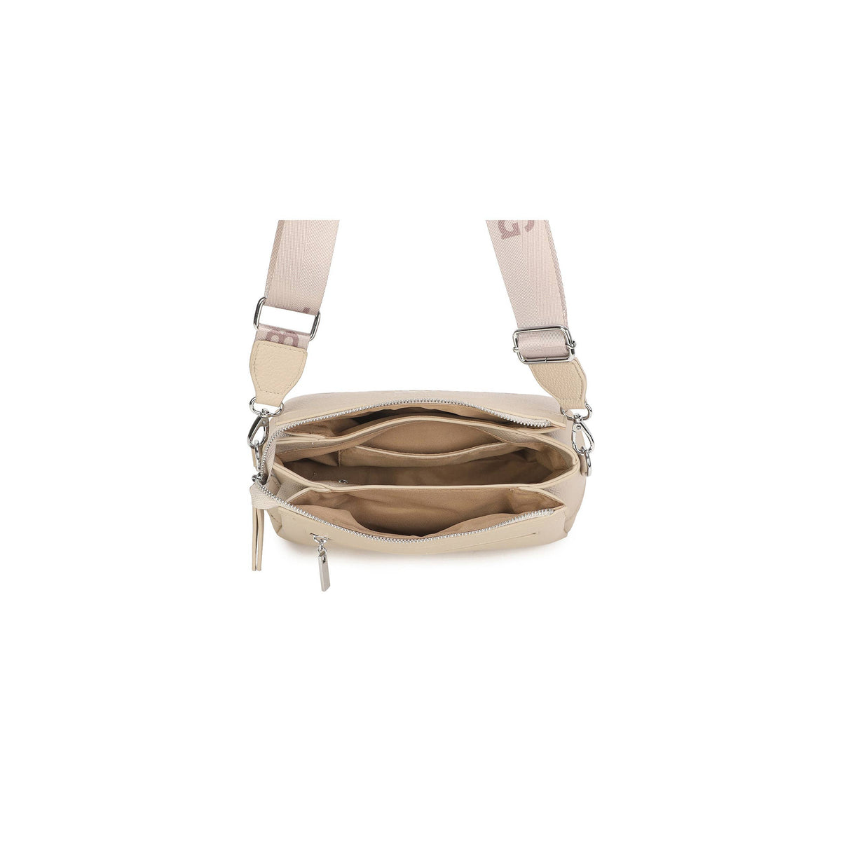 Canvas TOTE Strap Zip Top 3 Compartments Crossbody
