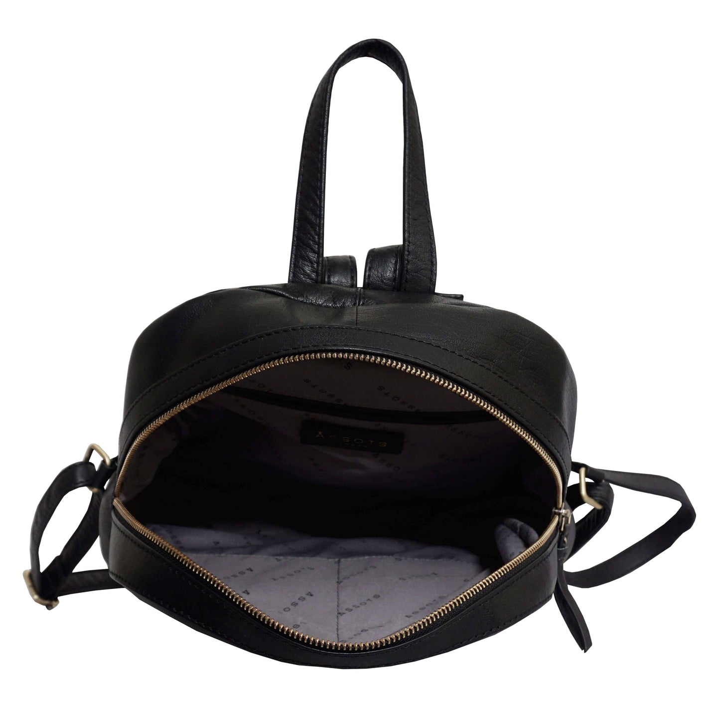 'EDEN' Black Nappa Small Leather Zip Top Backpack