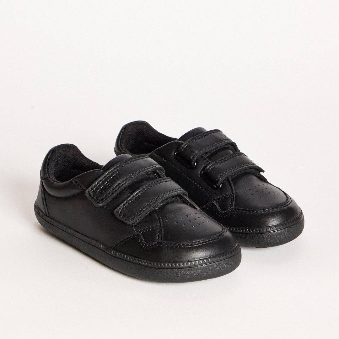 Ember Black Leather Kids Barefoot School Shoe