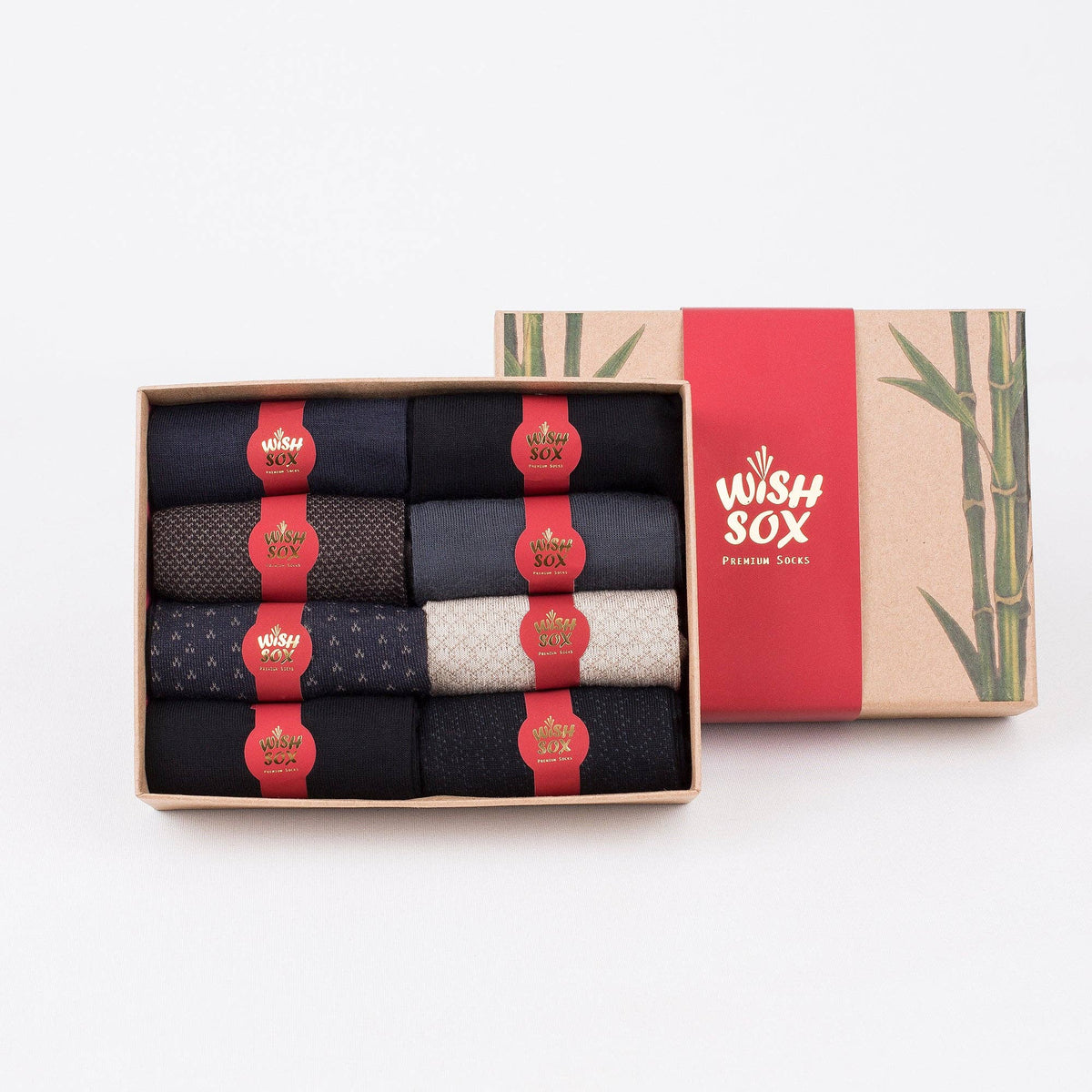 Bamboo Crew Socks Gift Box for Men – 8 Pairs | Classic Dress & Office Socks