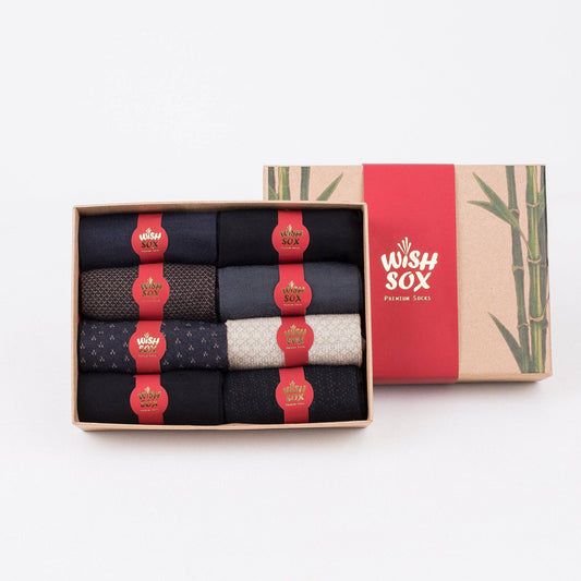 Bamboo Crew Socks Gift Box for Men – 8 Pairs | Classic Dress & Office Socks