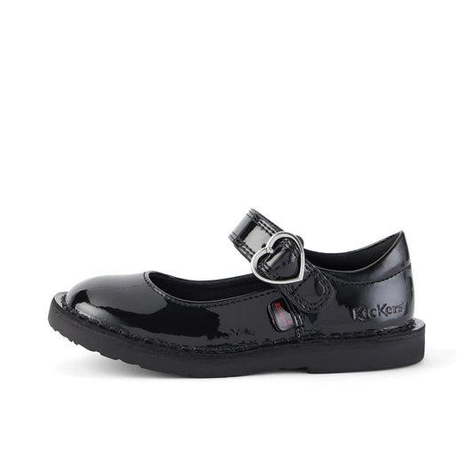 Girls Kickers Adlar Heart Mj Patent Leather Black