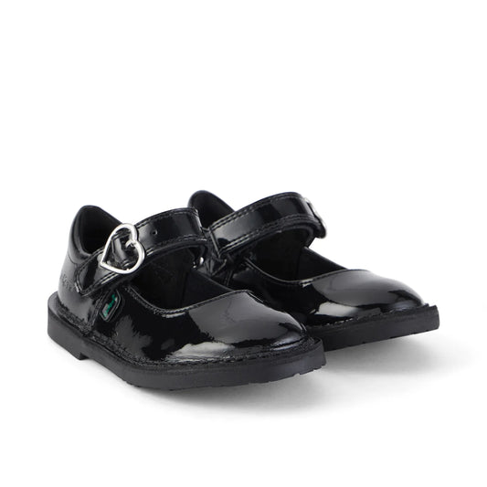 Girls Kickers Adlar Heart Mj Patent Leather Black