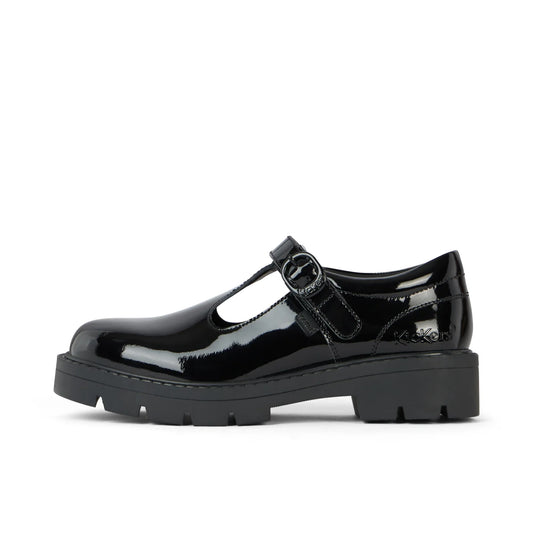 Girls Kickers Kori T Bar Patent Leather Black