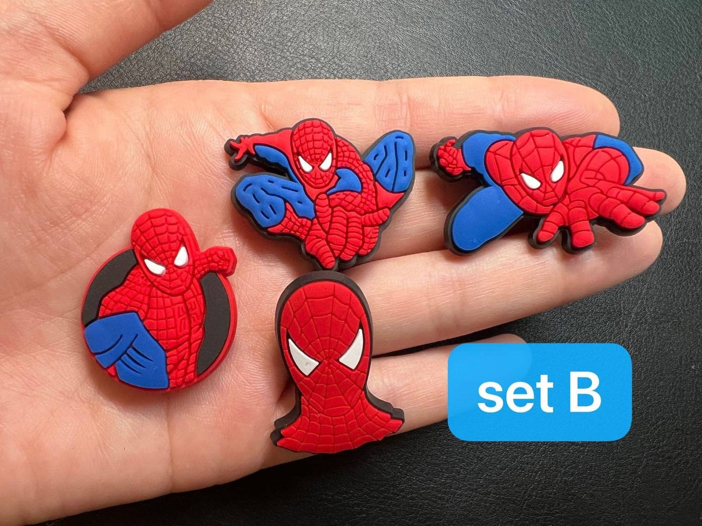 Pick Your Own Spiderman Design Shoe Charms Red and Black