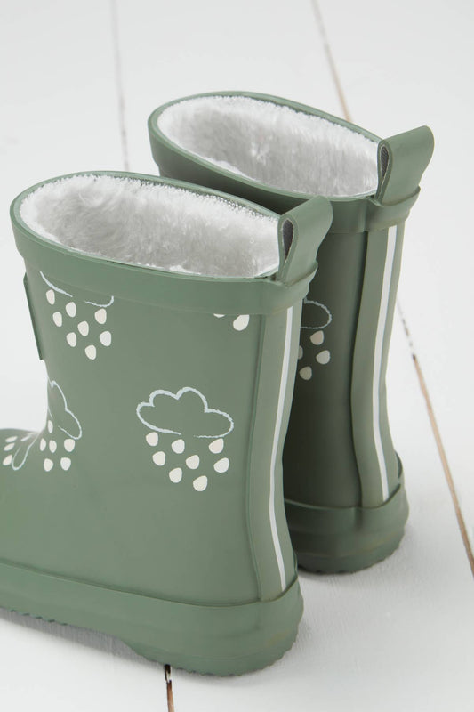 Grass & Air Khaki Green Colour-Changing Kids Wellies