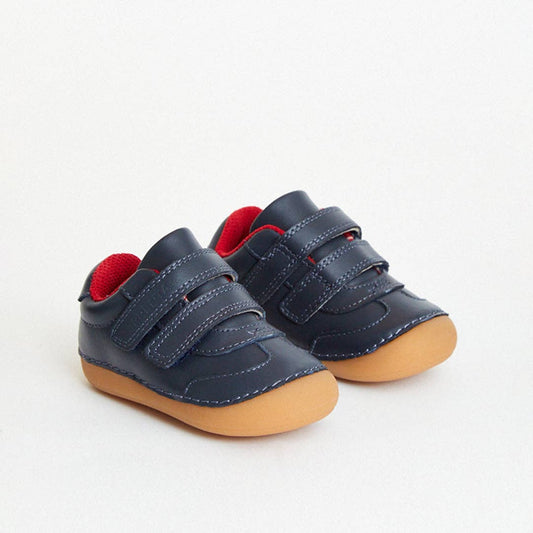 Rocket Navy Leather First Walker Trainer