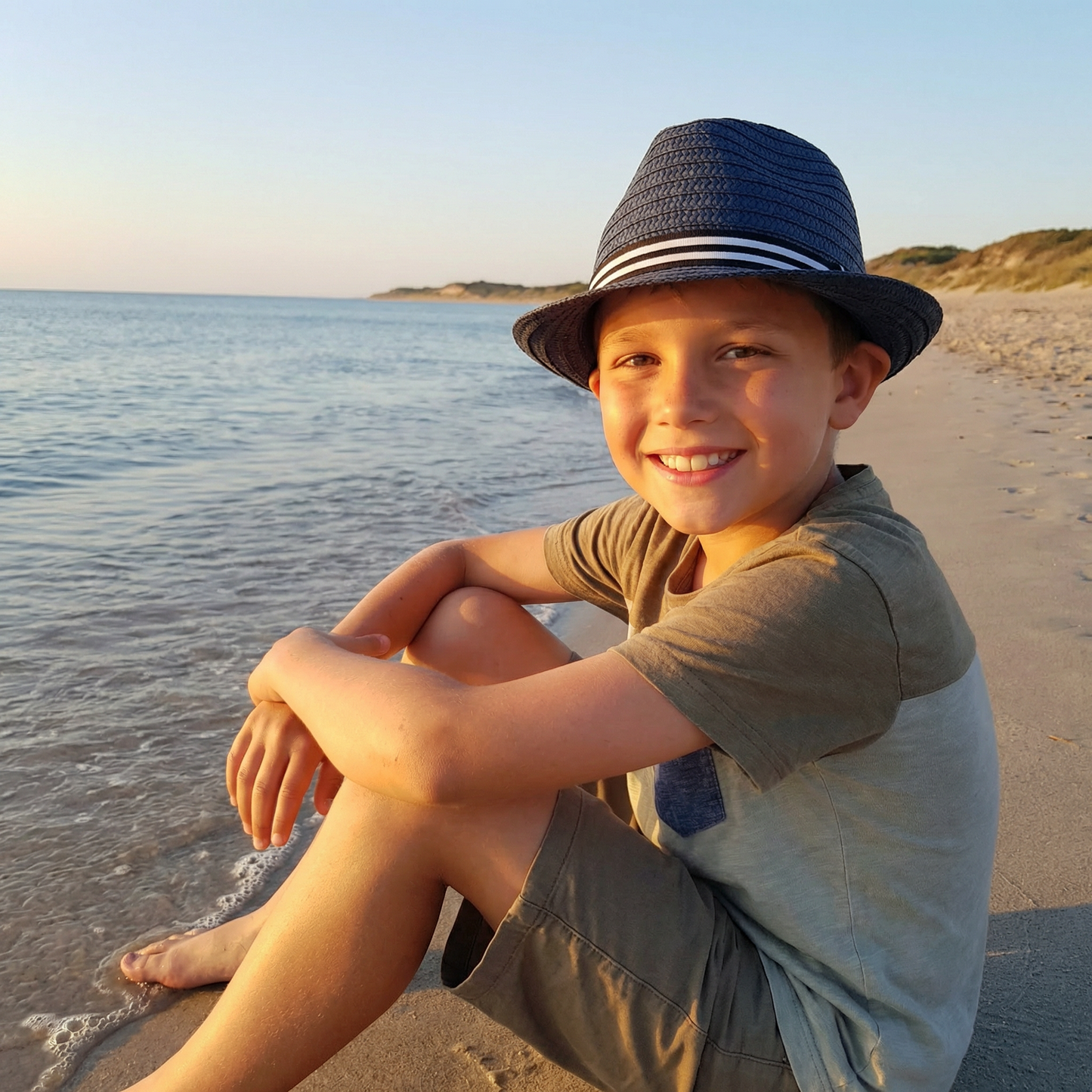 Blue Childrens Trilby Foldable Hat with Band