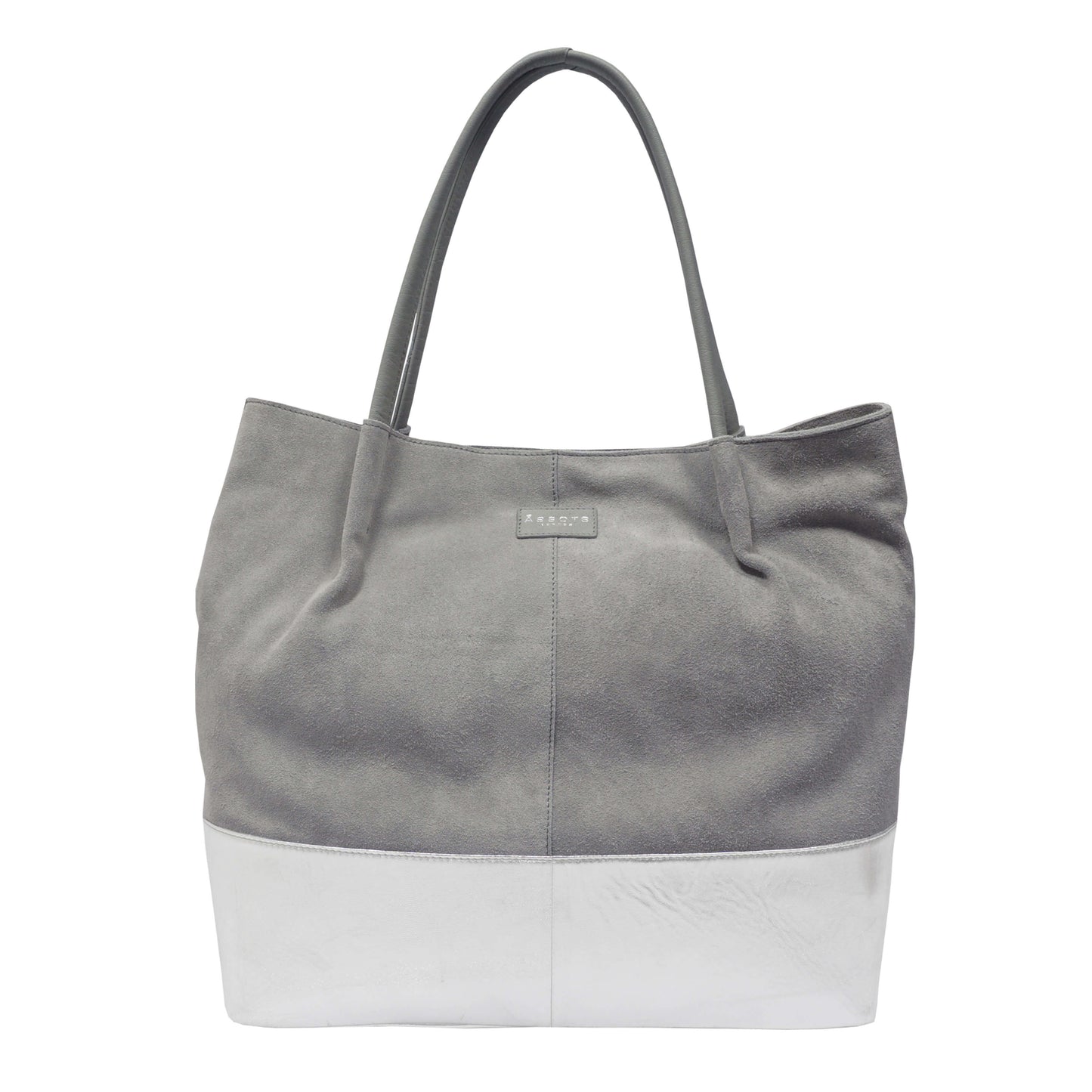 'DONNA' Grey and Metallic Silver Real Leather Unlined Desi