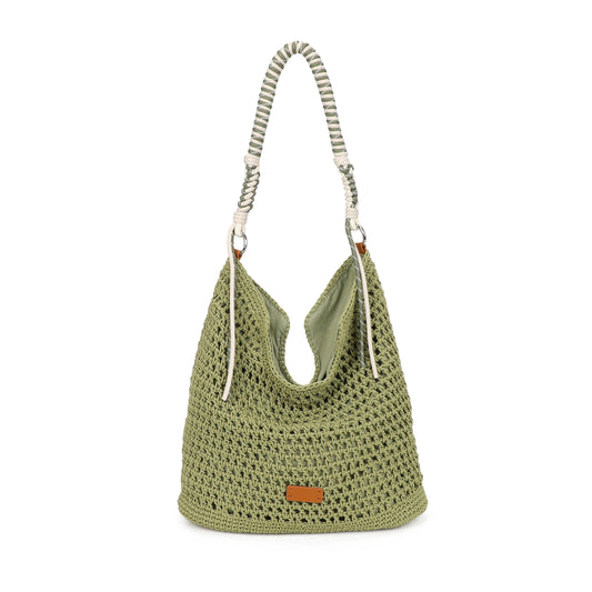 Crochet Hobo Bag with Rope Handle Detail