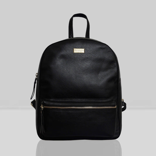 'EDEN' Black Nappa Small Leather Zip Top Backpack