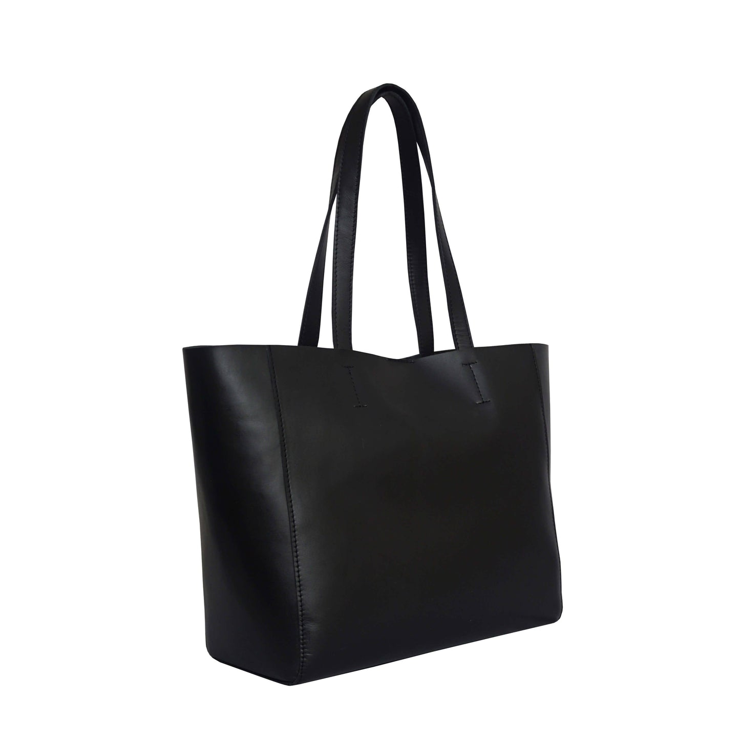 ASSOTS LONDON 'ABINGDON' Black Real Leather lined Designer Tote Bag