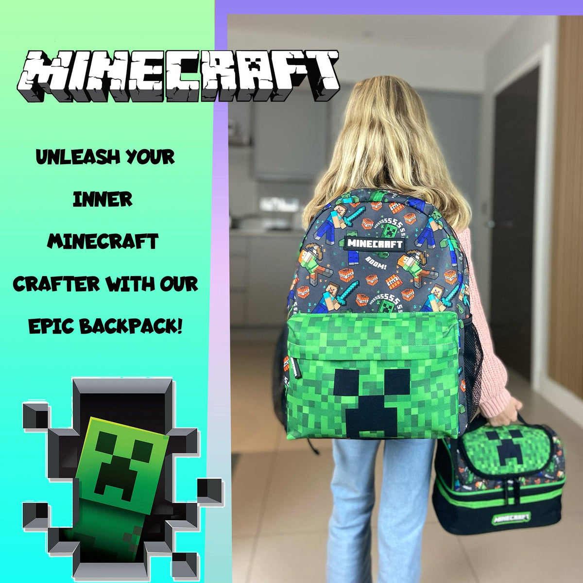 Large School Kids Backpack - Minecraft | Fringoo