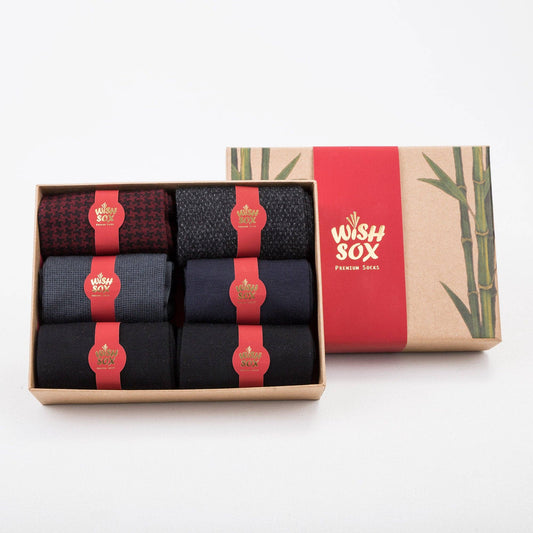 Joyful Premium Bamboo Crew Socks Gift Box for Men – 6 Pairs