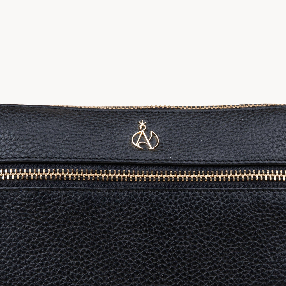 Assots London 'BECKY' Black Pebble Grain Real Leather Crossbody Bag
