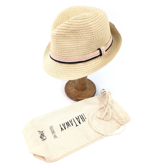 Childrens Foldable Trilby Hat - Pink Band (54cm)