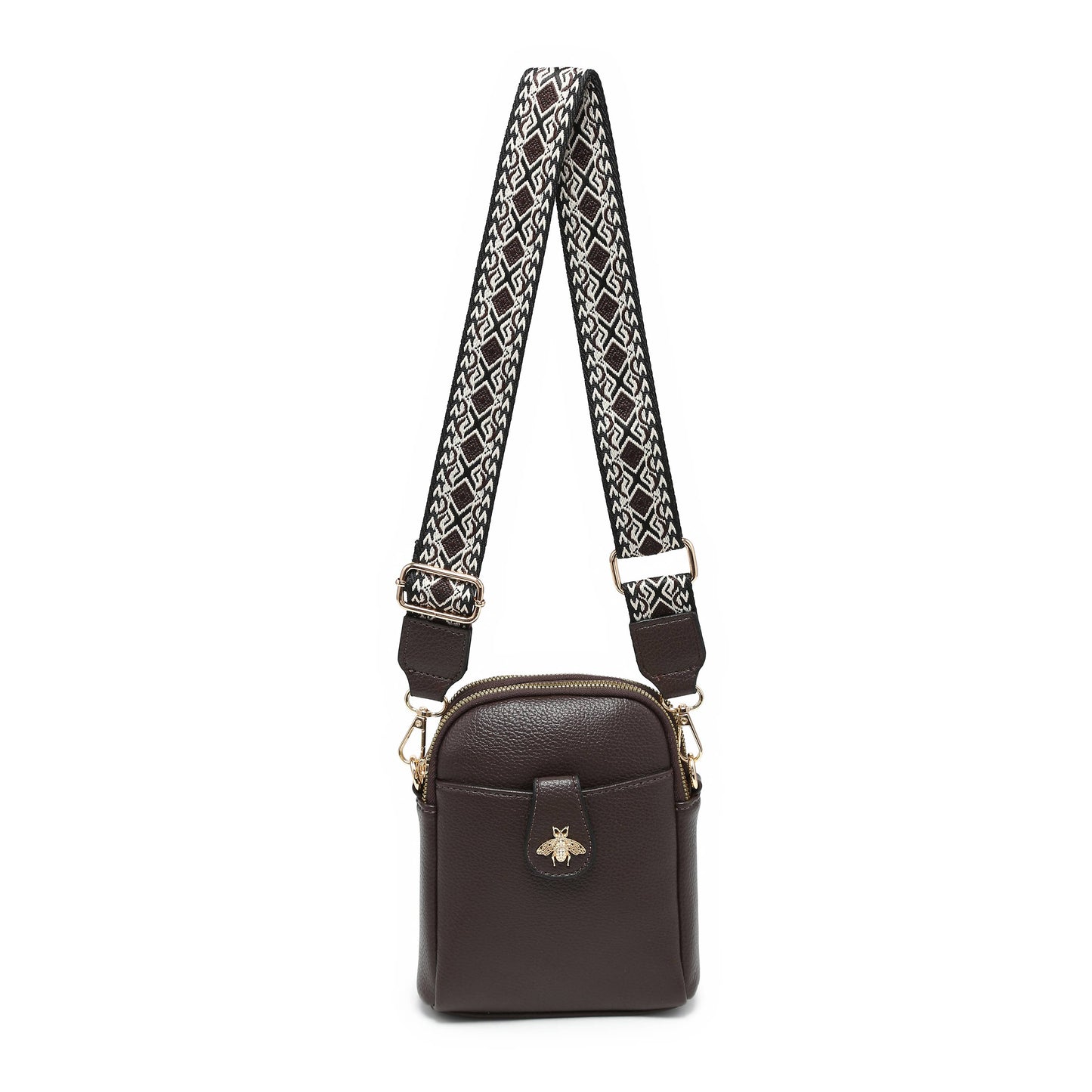 B23001 Bee Cross Body Handbag with double zip top sections