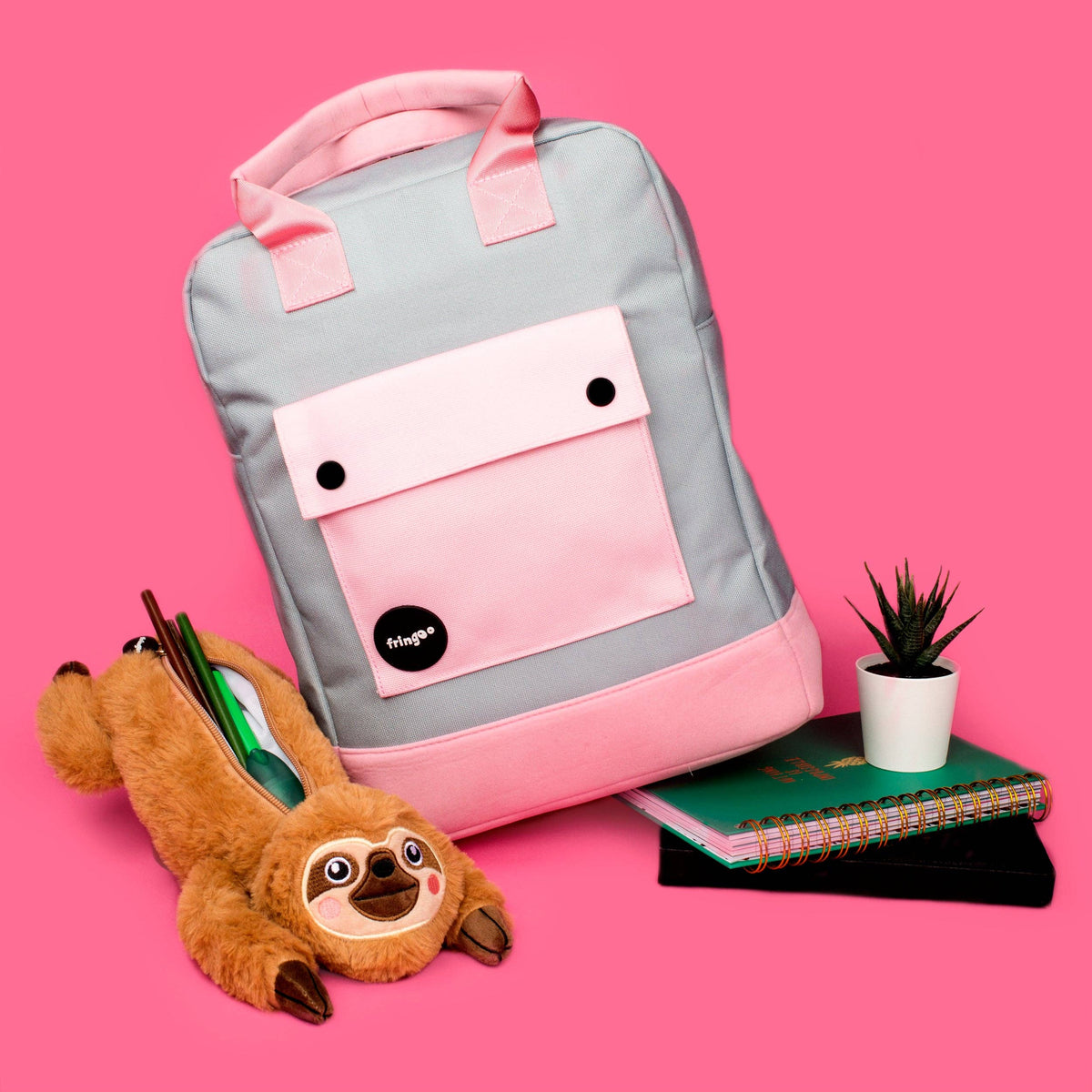 Grey and Pink Teen Backpack