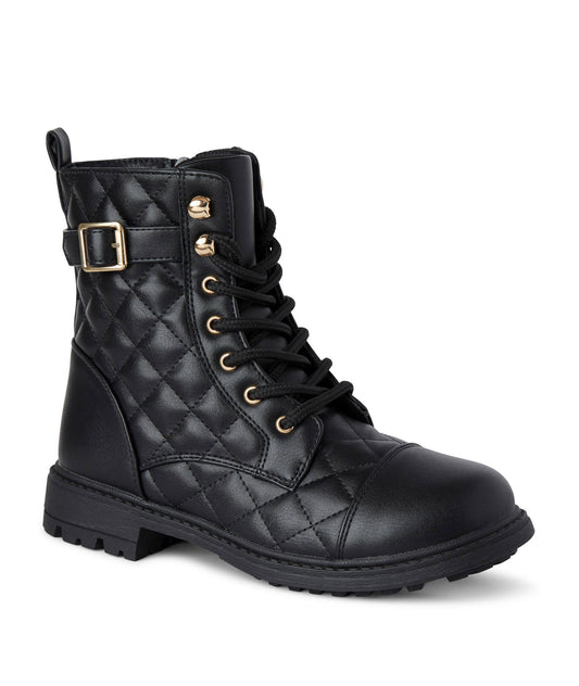 Sage Black Quilted Kids Boots