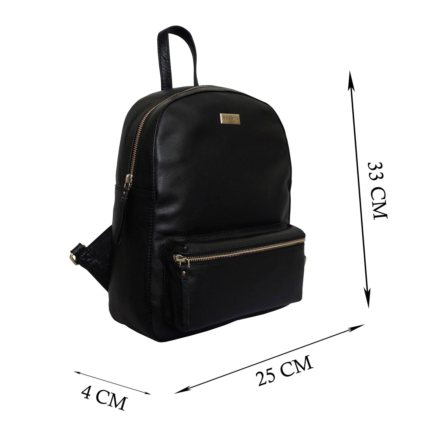 'EDEN' Black Nappa Small Leather Zip Top Backpack