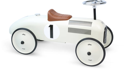 Vilac Off White Metal Ride-On Car Vintage Style Toy Vehicle