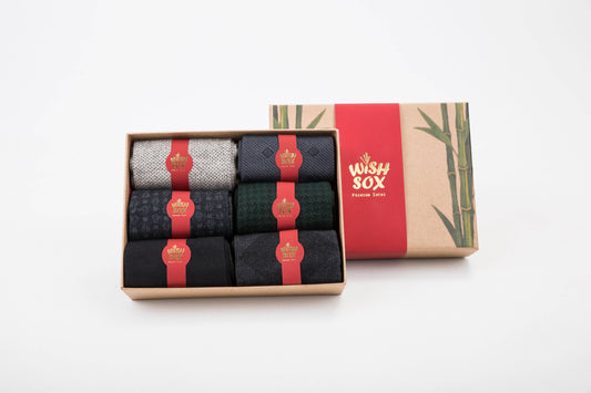 Natural Premium Bamboo Crew Socks Gift Box for Men – 6 Pairs