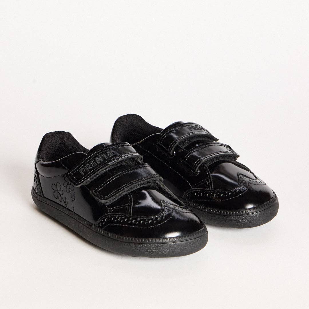Dusk Bloom Black Patent Kids Barefoot School Shoe