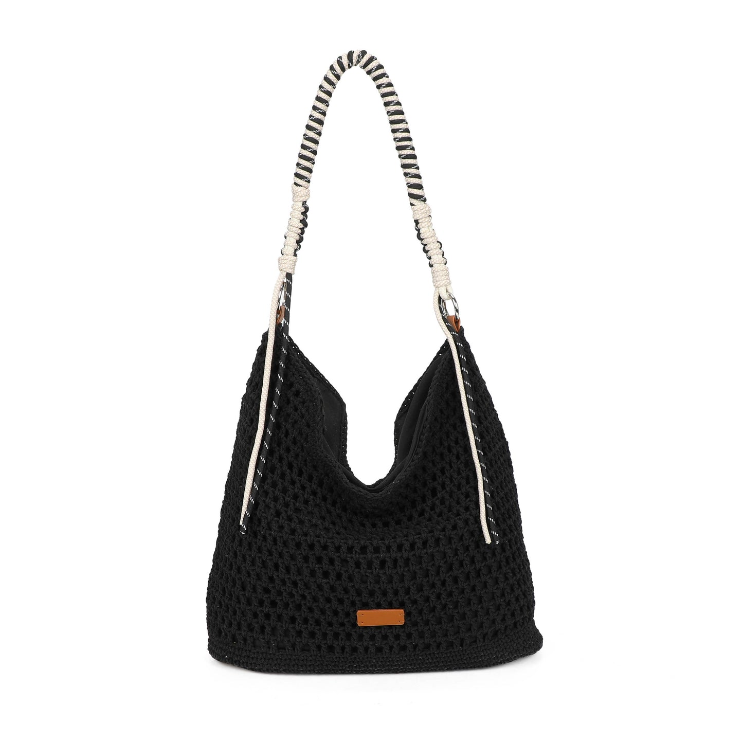 Crochet Hobo Bag with Rope Handle Detail