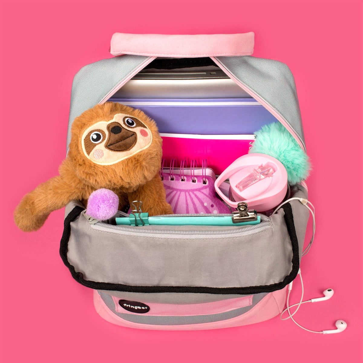 Grey and Pink Teen Backpack