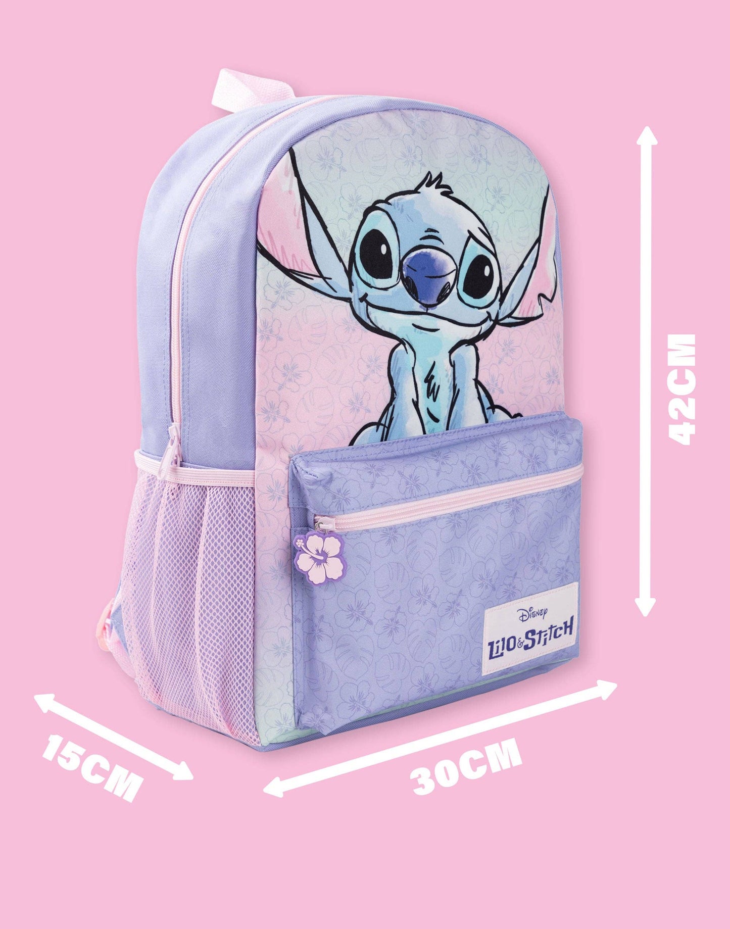 Disney Girls 'Stitch' Pastel Floral Purple Backpack