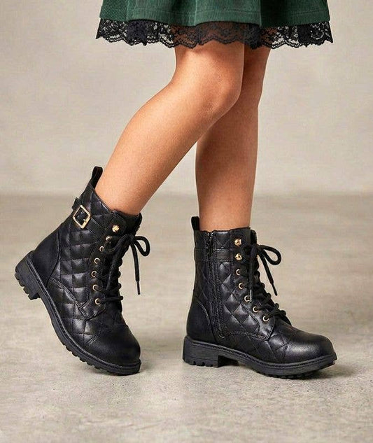 Sage Black Quilted Kids Boots