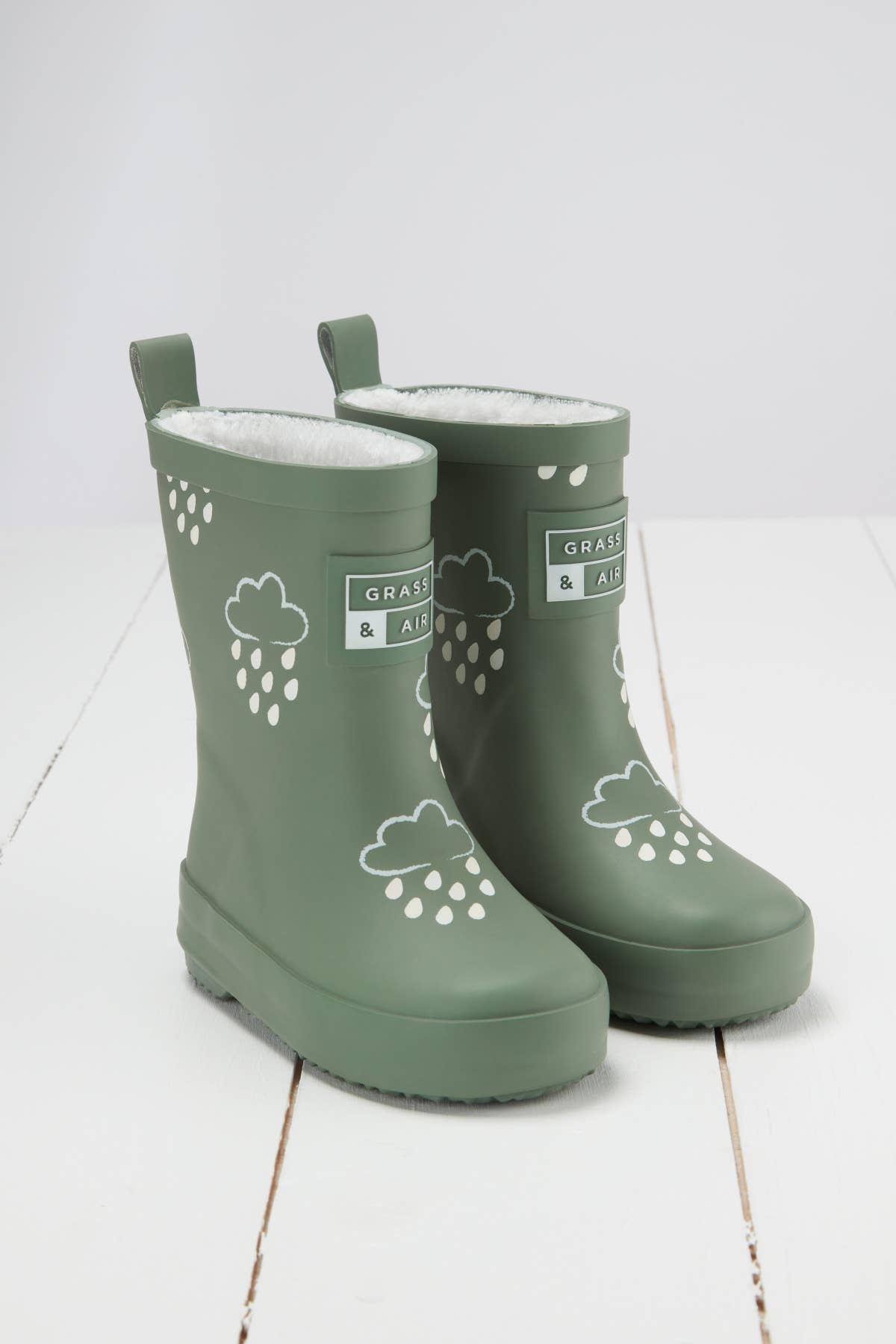 Grass & Air Khaki Green Colour-Changing Kids Wellies
