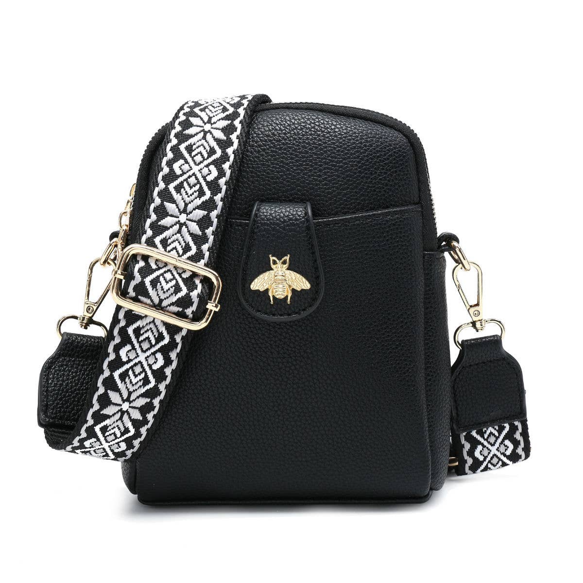 B23001 Bee Cross Body Handbag with double zip top sections