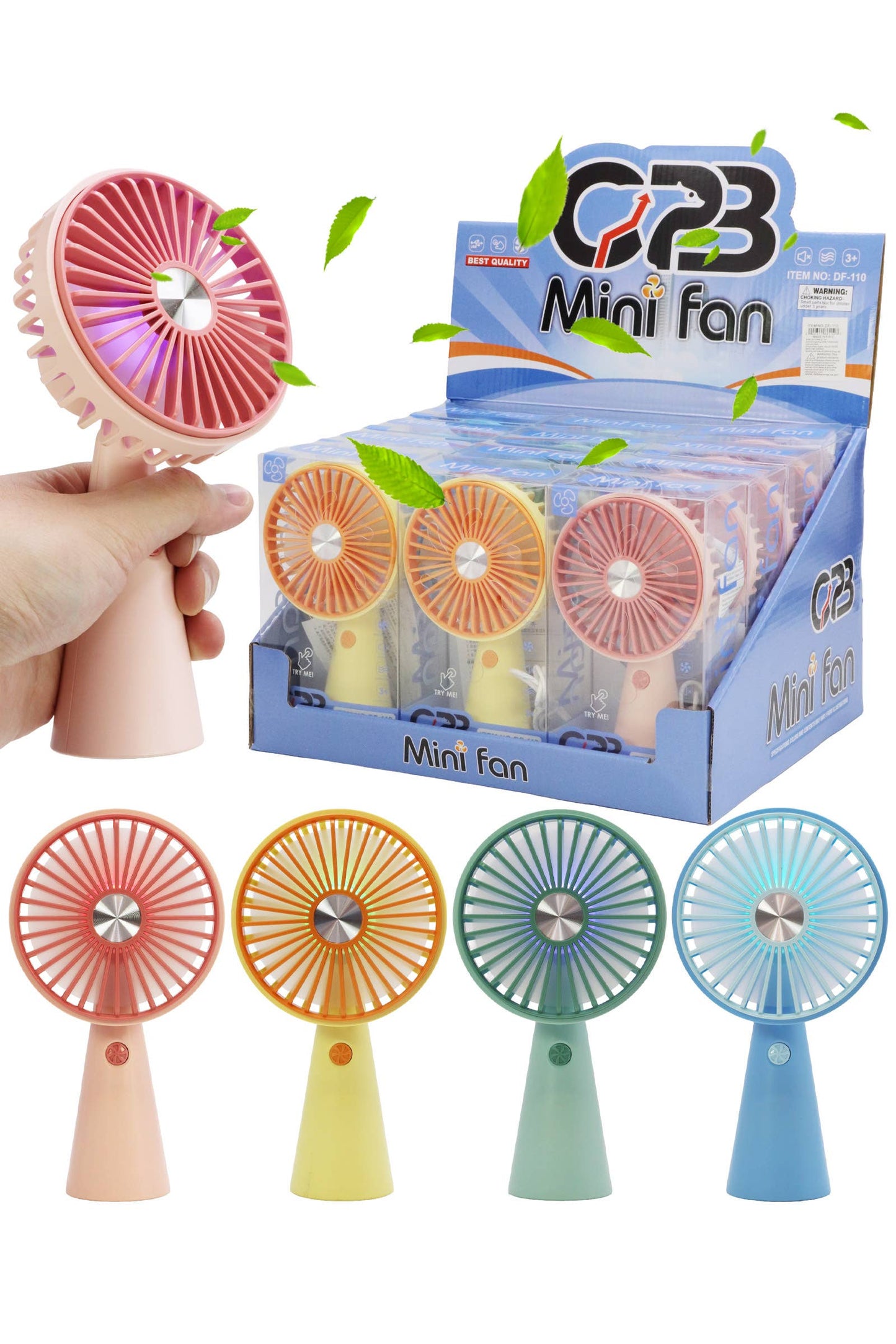 Pastel Matte Led Light-up Handheld Electric Fan