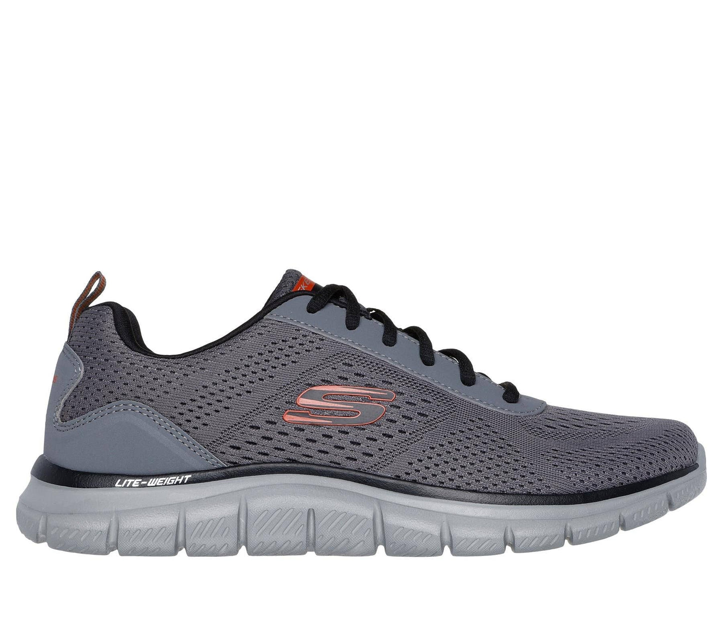 Skechers Lace Up Shoe For Men Track Leshur in Charcoal/Orange, 5.5-13