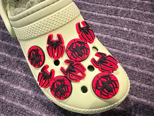 Pick Your Own Spiderman Design Shoe Charms Red and Black