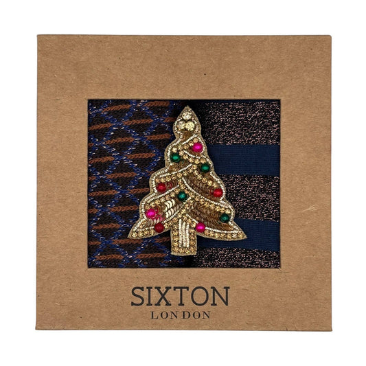 Sock Box Duo with Kitsch Christmas Tree brooch
