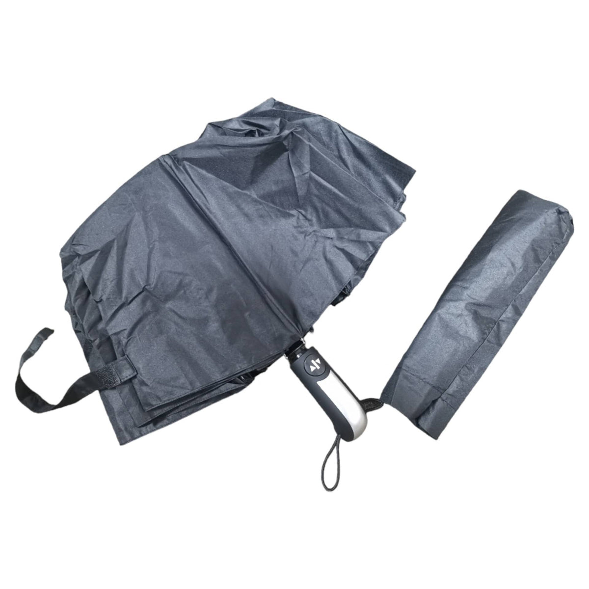 Small Plain Double Automatic Foldable Umbrella - Black
