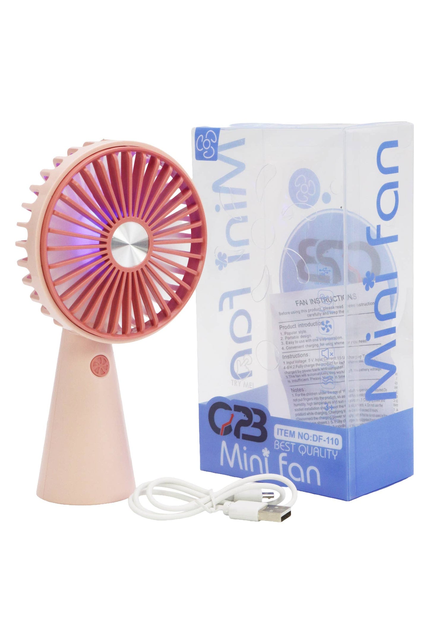 Pastel Matte Led Light-up Handheld Electric Fan