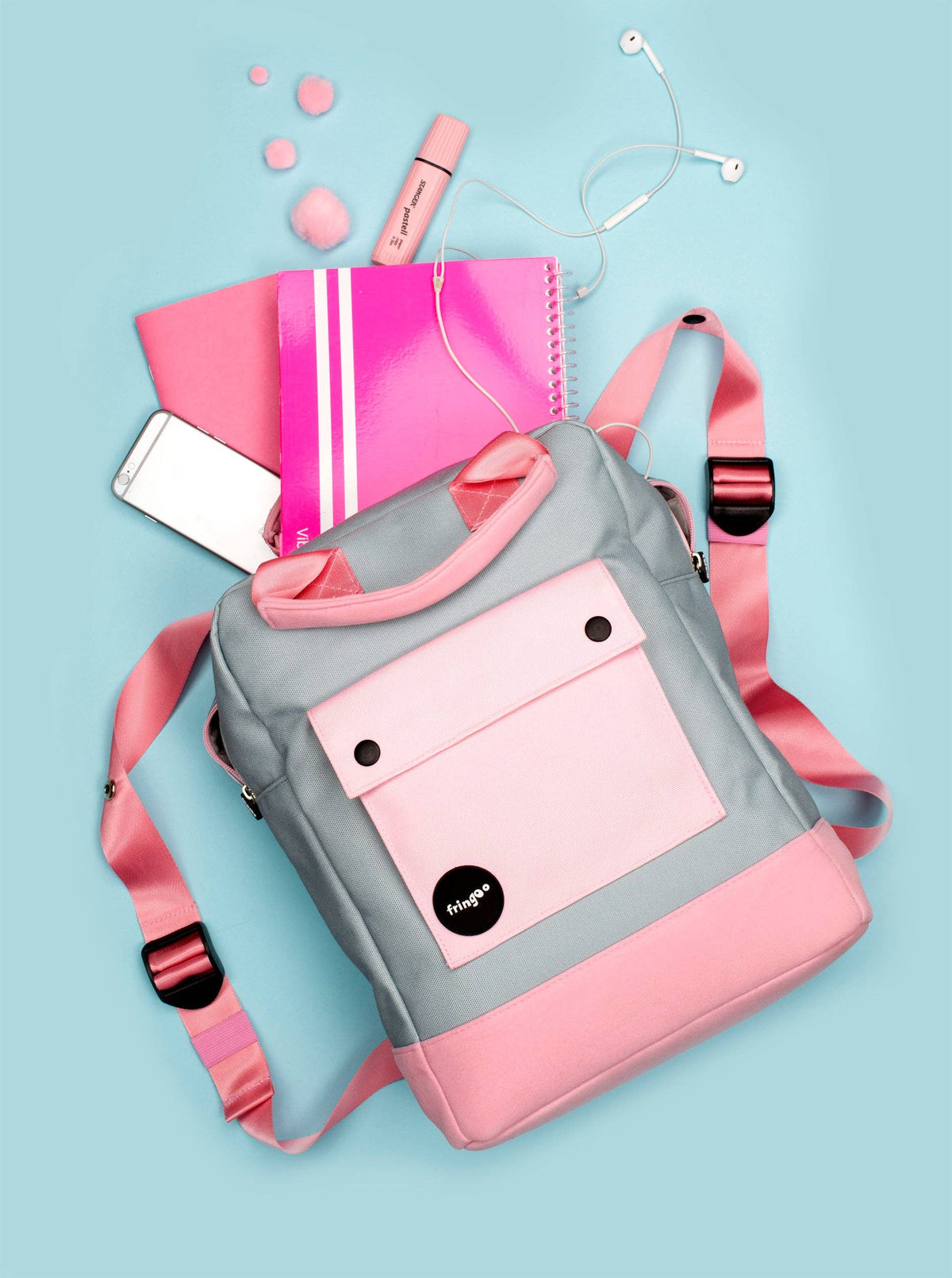 Grey and Pink Teen Backpack