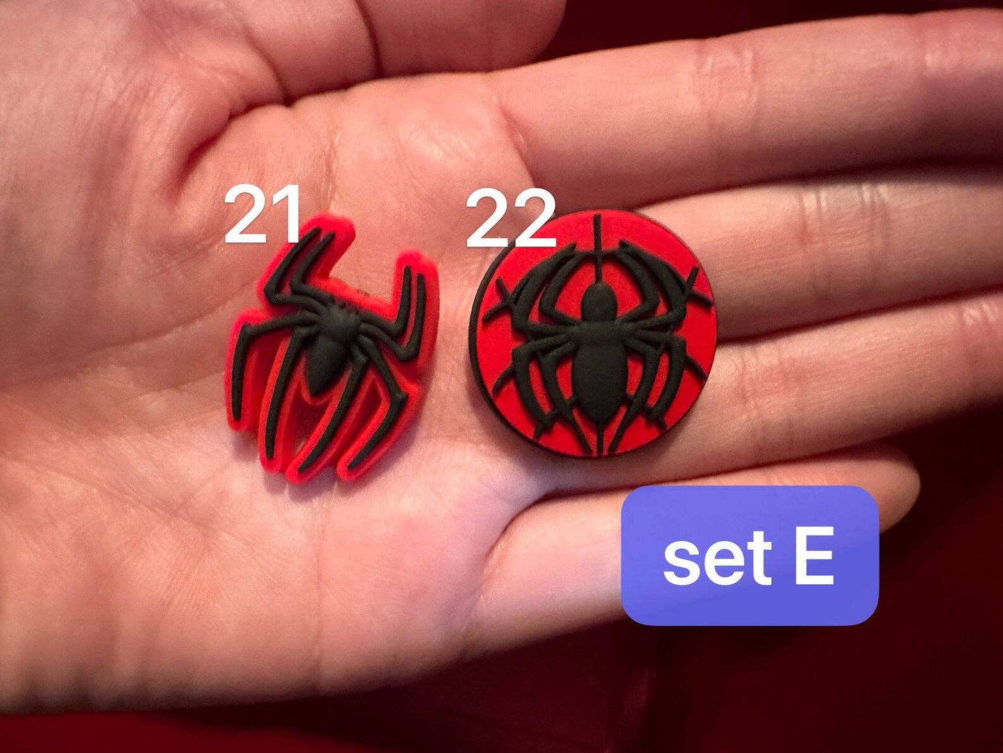 Pick Your Own Spiderman Design Shoe Charms Red and Black